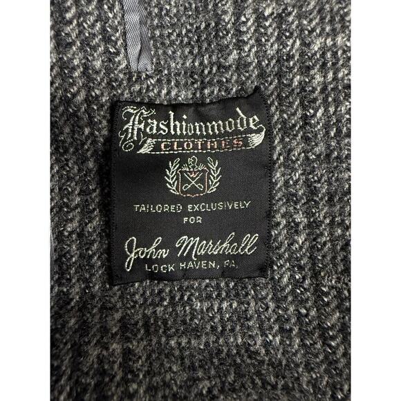 VTG Fashion Made Clothes John Marshall  Wool Herringbone Tweed Overcoat Mens  L - Picture 8 of 9